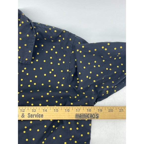 J Crew Women's Button Down Collar Shirt Black Yellow Polka Dot Sz 4  100% Cotton - Picture 10 of 12
